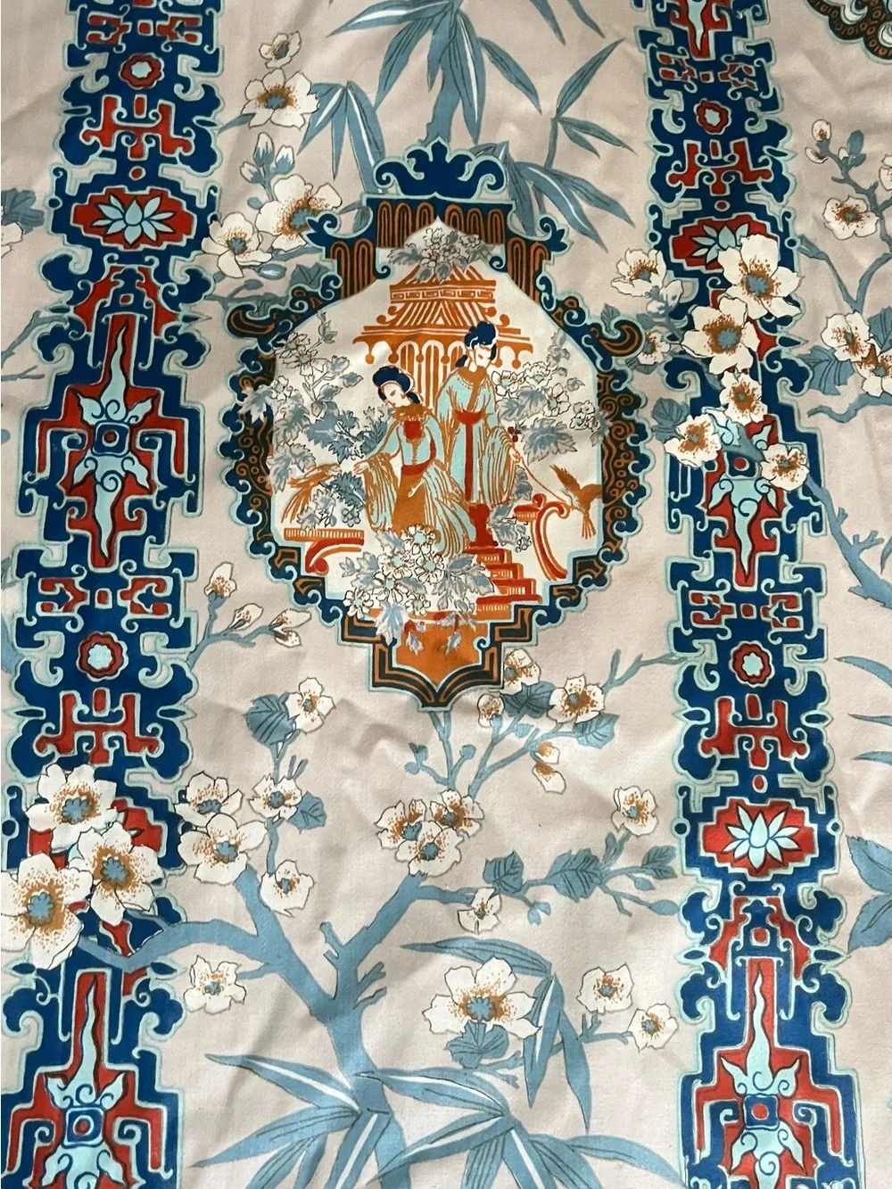 Vintage Mid Century Chinese Chinoiserie Curtain Panels